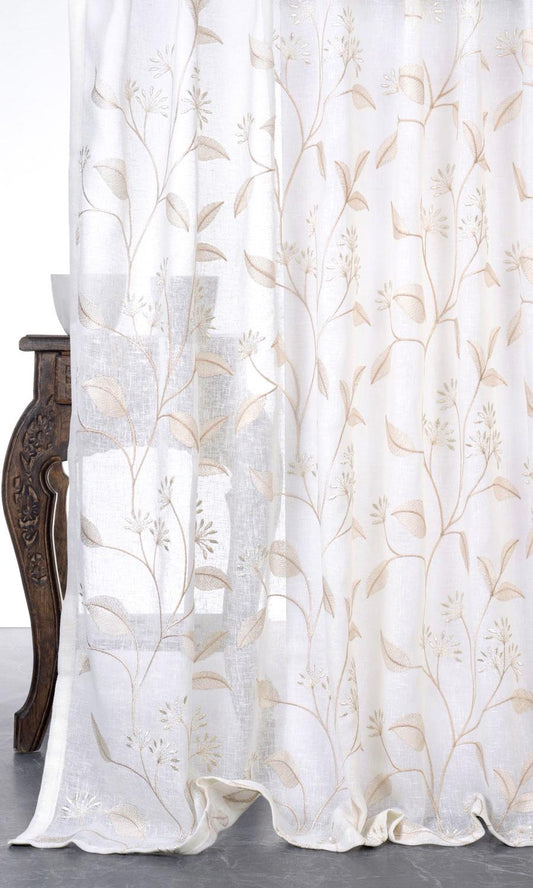 Floral embroidered sheer curtains for living room, kitchen, dining