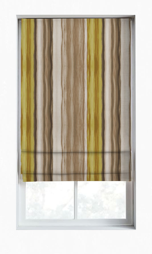 Room Darkening Striped Home Décor Fabric By the Yard (Yellow/ Brown)