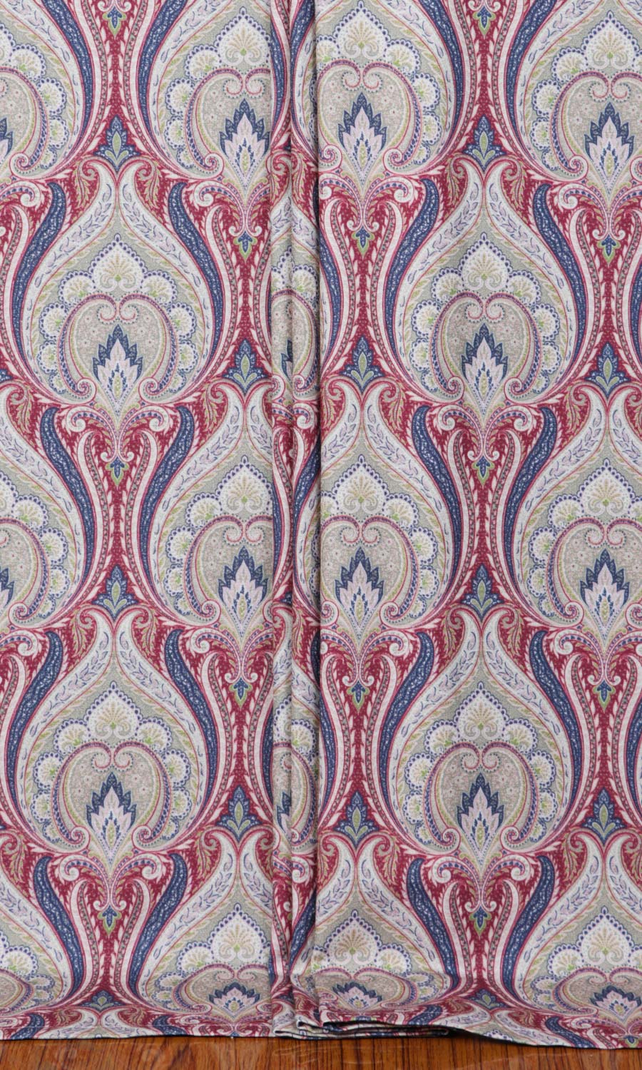 Floral Damask Window Treatments Fabric By the Metre (Red/ Blue)