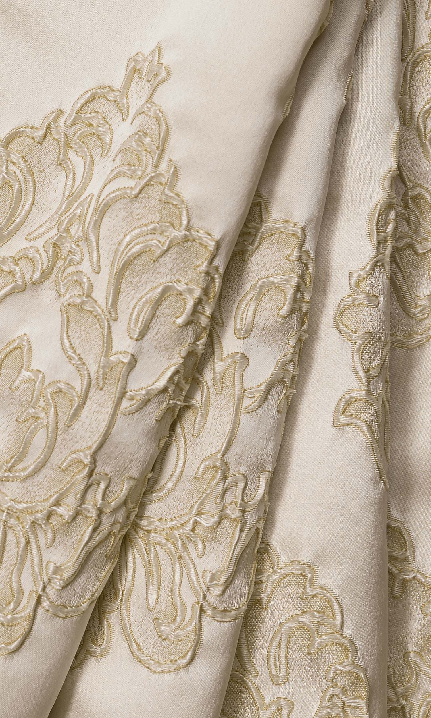 Damask Textured Home Textile Fabric Material By the Metre (Off White)