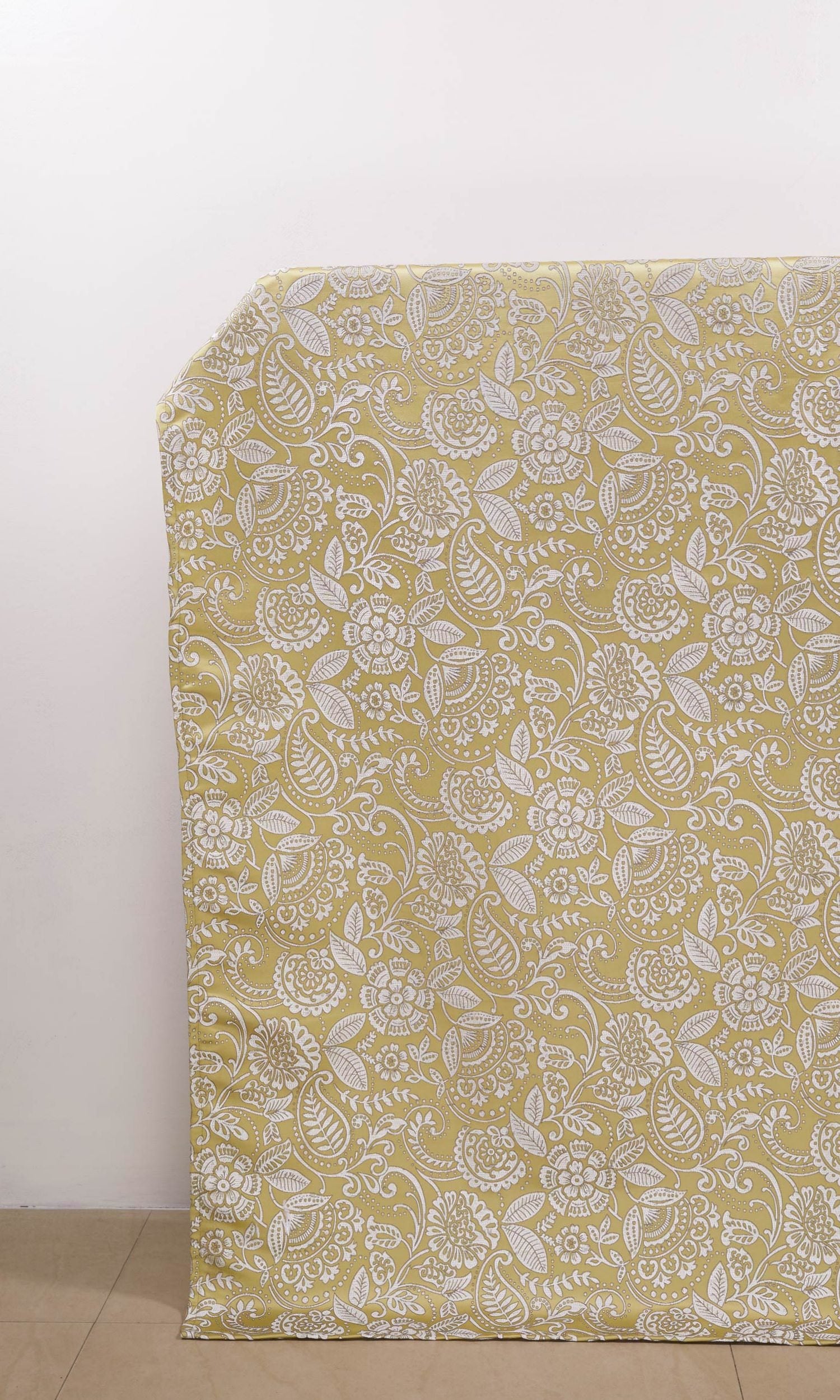 Floral Self-Patterned Window Treatments Fabric Sample (Green)
