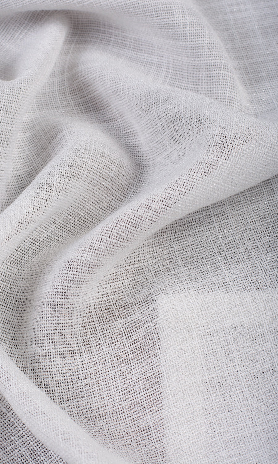 Textured Sheer Fabric Material By the Metre (Porcelain White)
