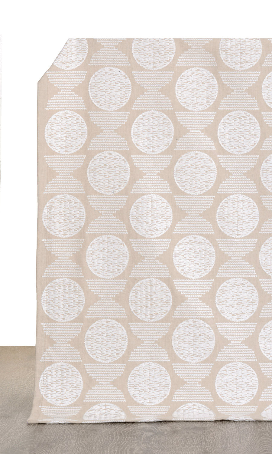 Geometric Patterned Home Décor Fabric By the Metre (Beige/ White)