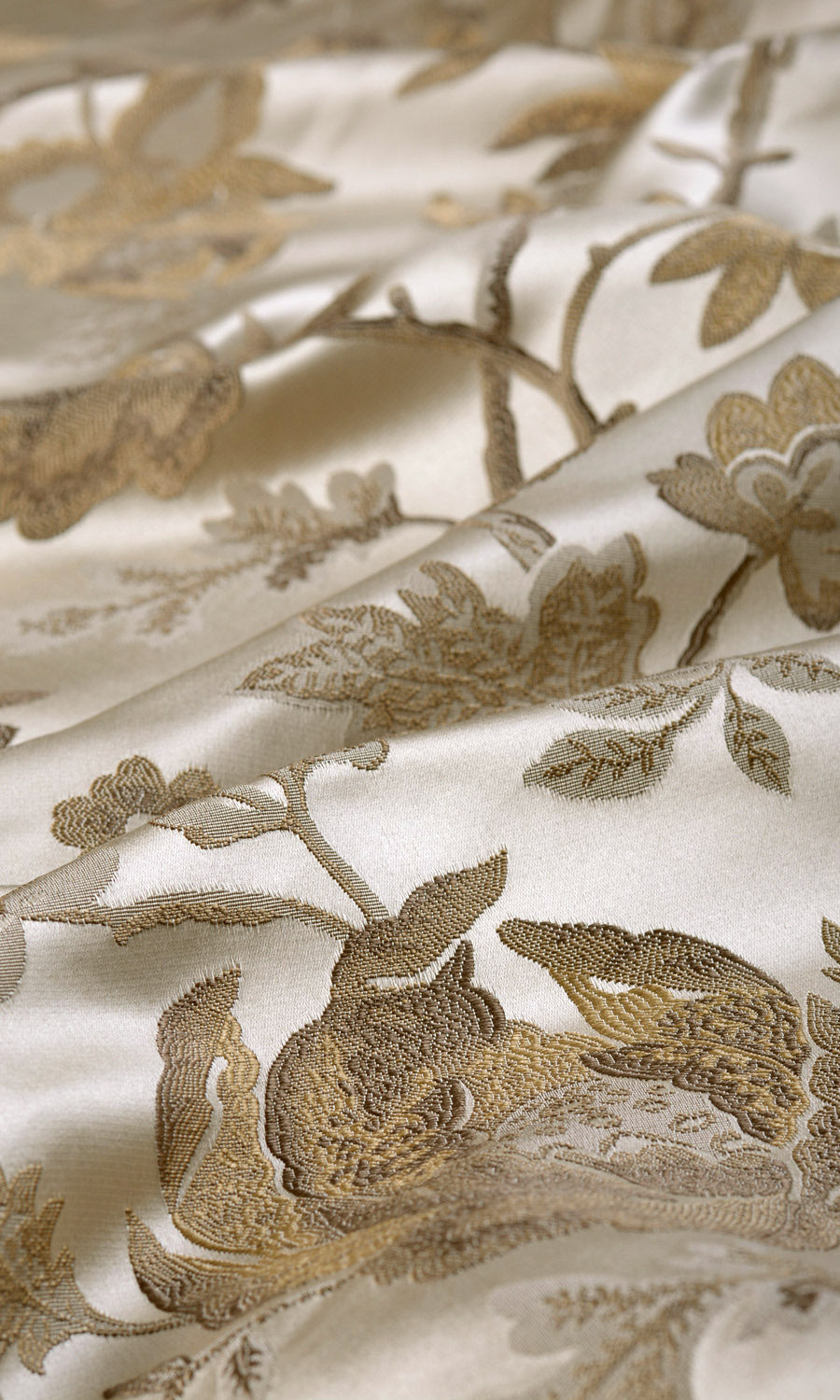 Floral Fabric By the Metre for Curtains & Drapes (Beige/ Brown)