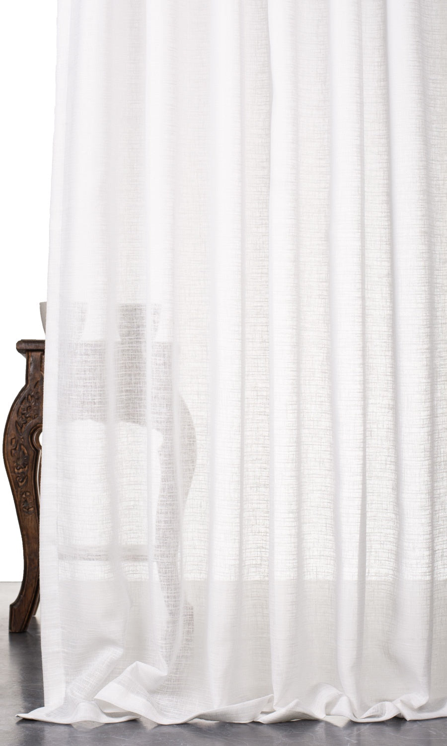 Plain Linen-Texture Sheer Window Treatments Fabric By the Metre (White)