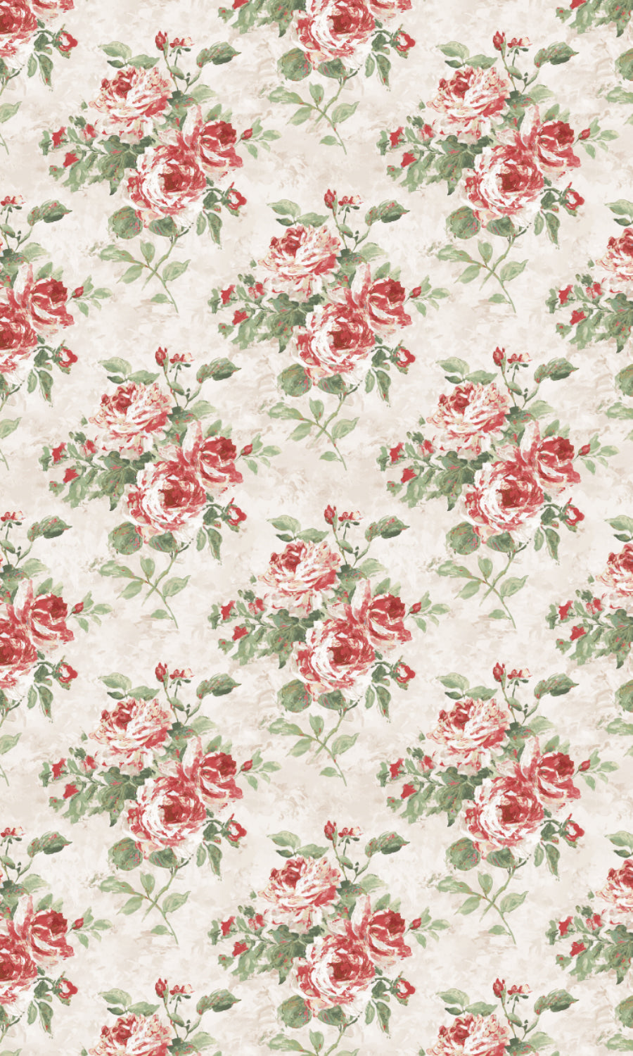 Dimout Floral Home Textile Fabric Material By the Metre (Red/ Pale Grey)