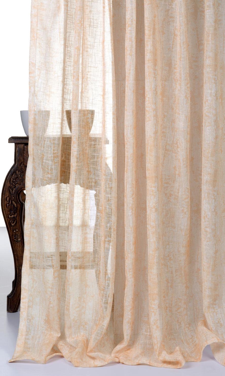 Textured Sheer Home Textile Fabric Material By the Metre (Peachy Orange)
