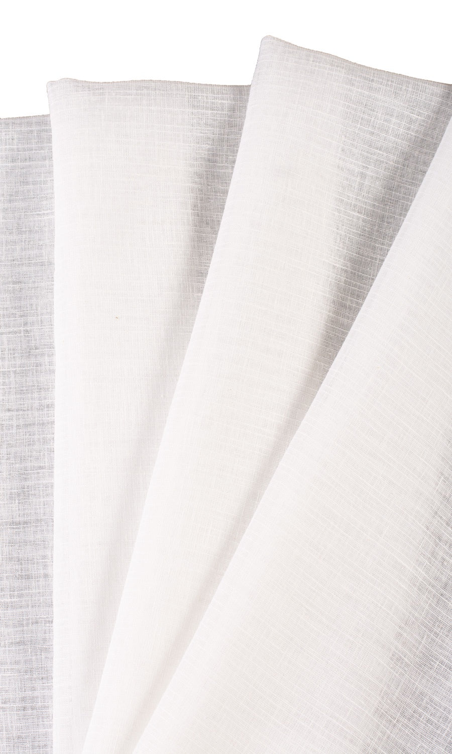 Plain Linen-Texture Sheer Fabric Material By the Metre (White)