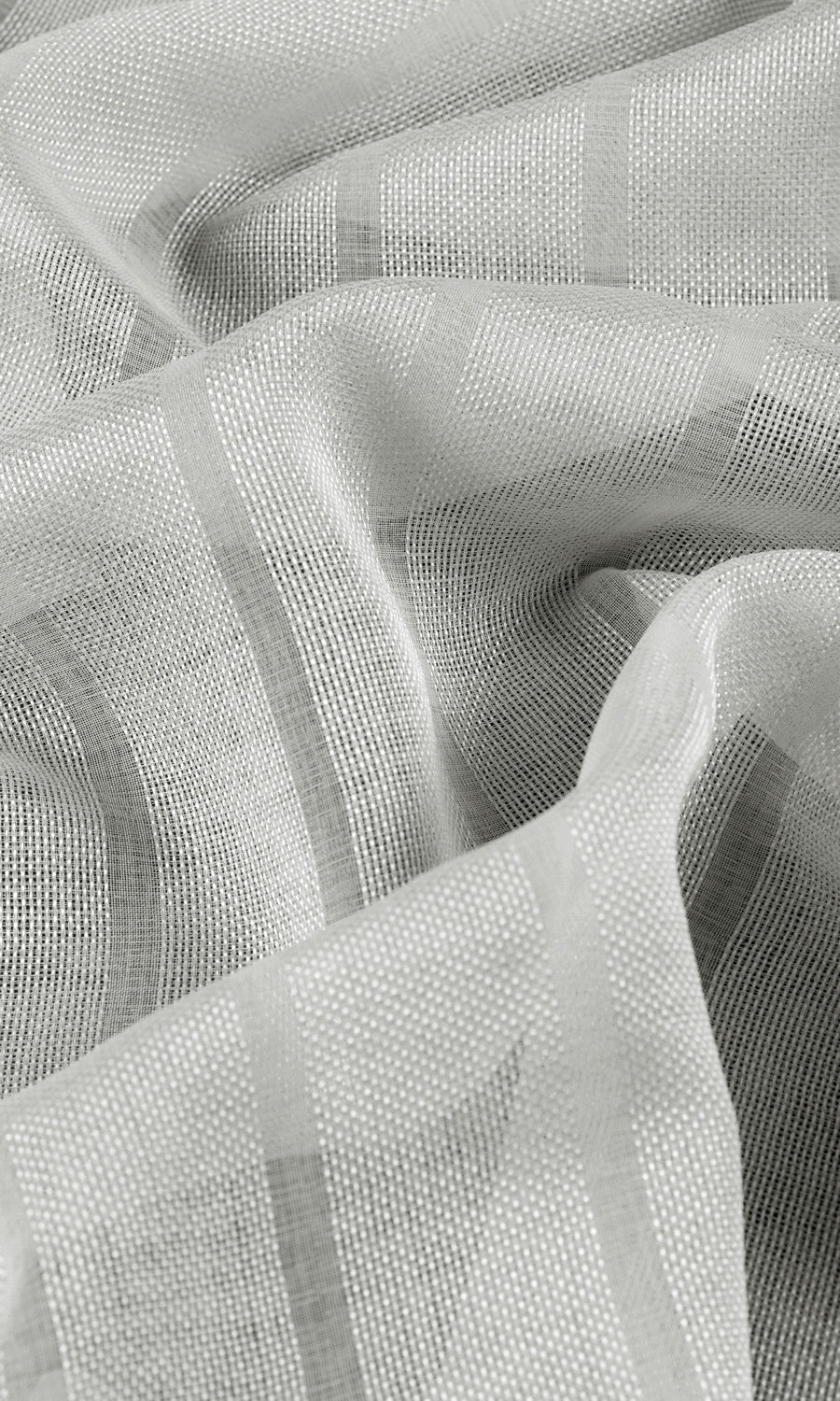 Textured Striped Sheer Fabric Material By the Metre (Grey)