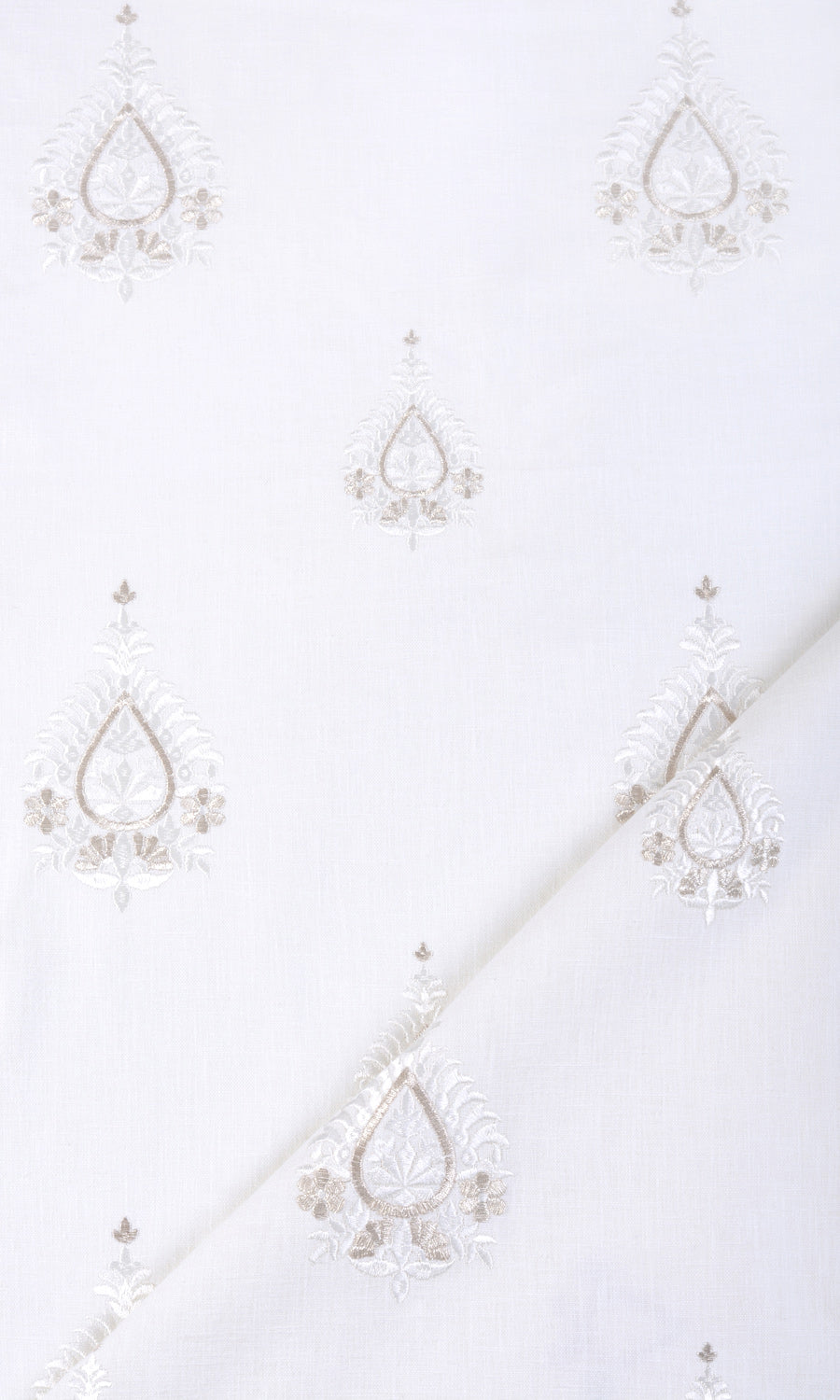 Embroidery Fabric Material By the Metre (Pure White/ Pale Gray)