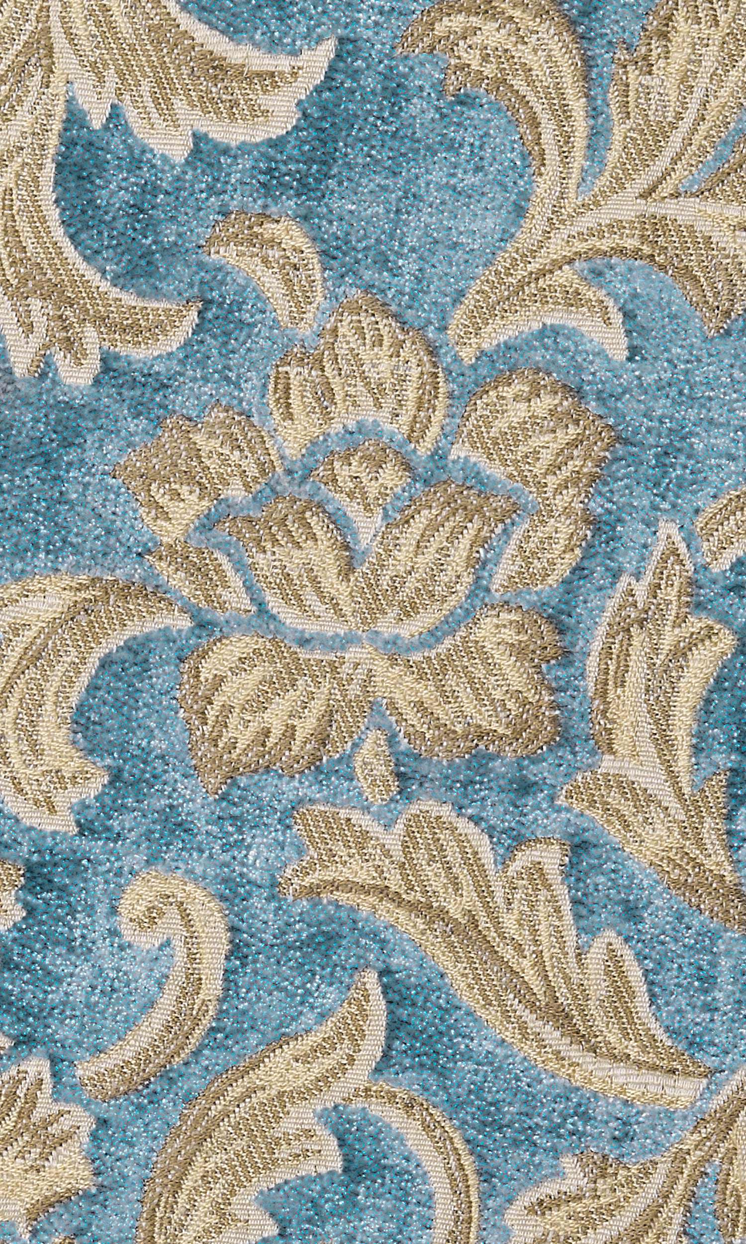 Floral Velvet Home Textile Fabric Material By the Metre (Beige/ Brown/ Blue)