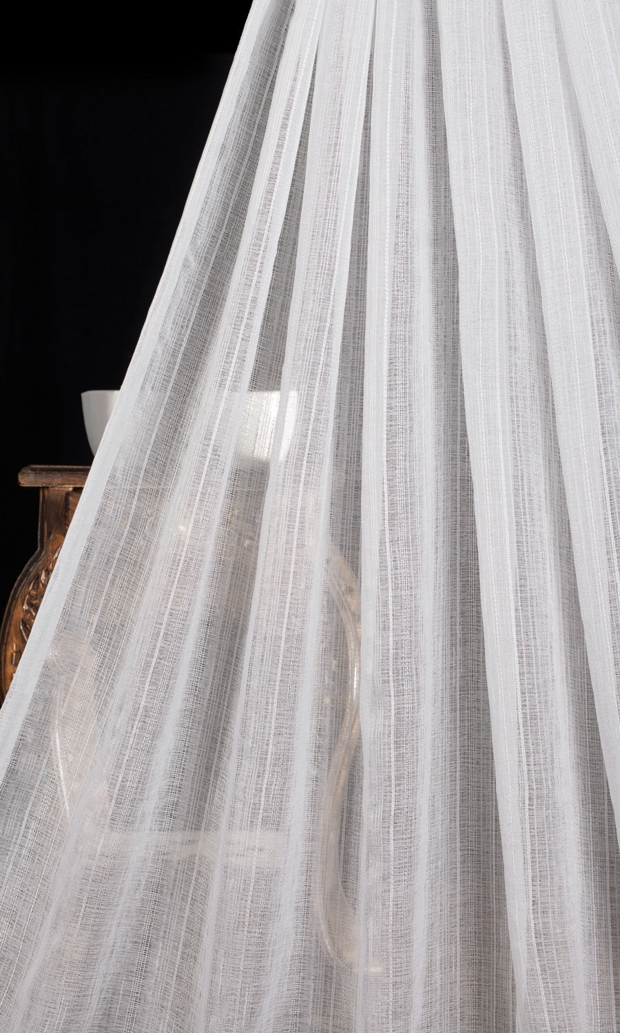 Textured Sheer Home Textile Fabric Material Sample (White)