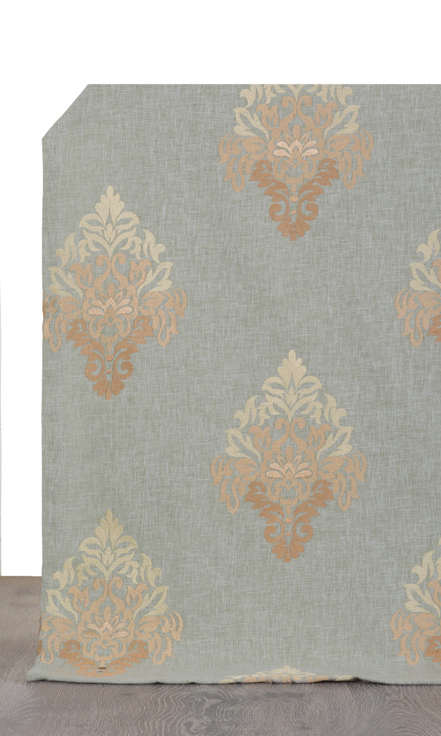 Damask Patterned  Window Treatments Fabric Sample (Gray/ Beige/ Brown)