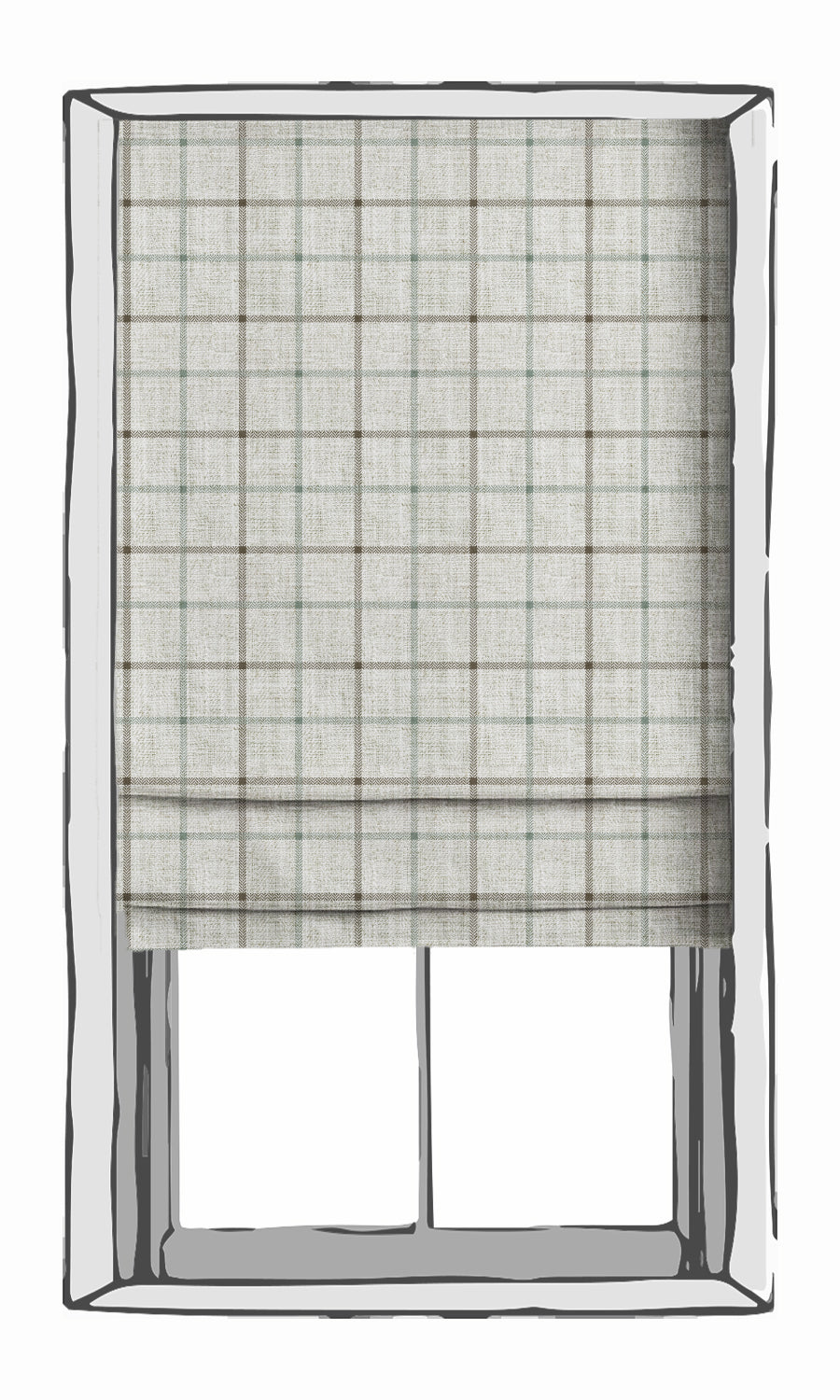 Check Patterned Fabric Material By the Metre (Parchment White/ Blue)