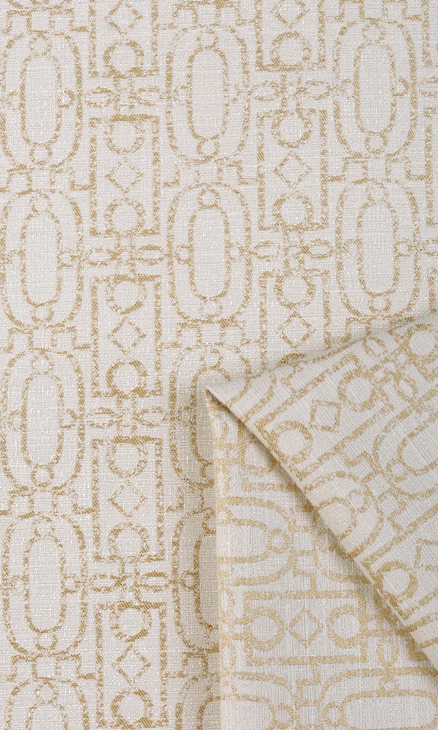 Trellis Poly-Cotton Fabric By the Metre for Curtains & Drapes (Off White/ Pale Beige)