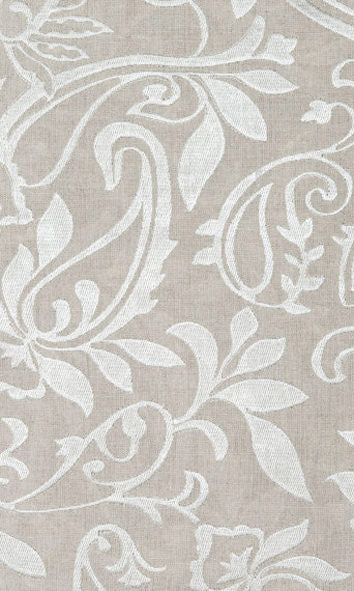 Floral Embroidered Linen Window Treatments Fabric Sample (Brown)
