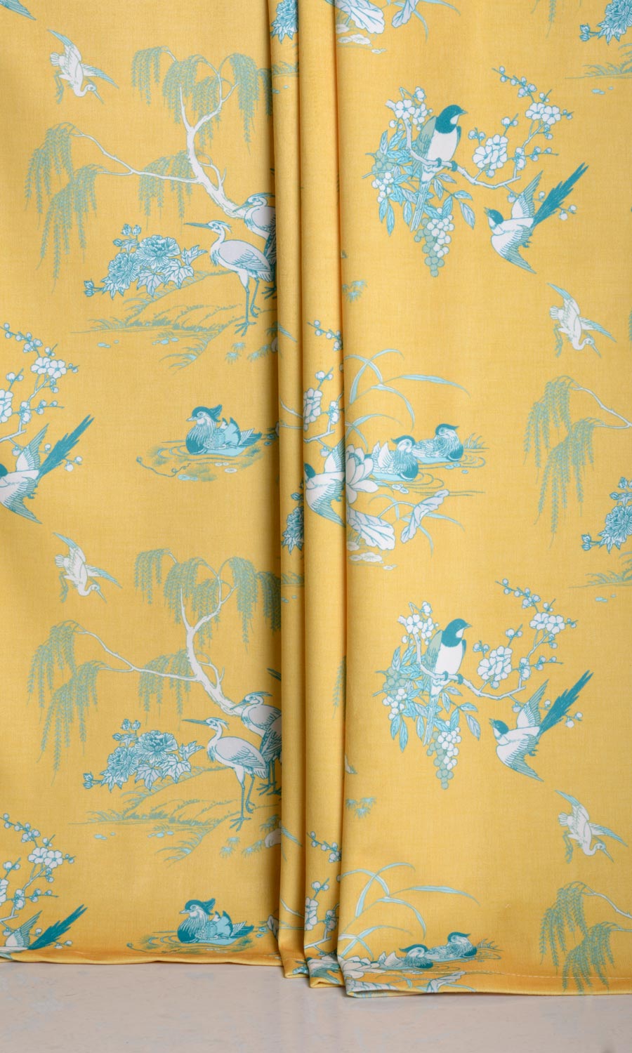 Chinoiserie Toile Velvet Home Décor Fabric Sample (Yellow)