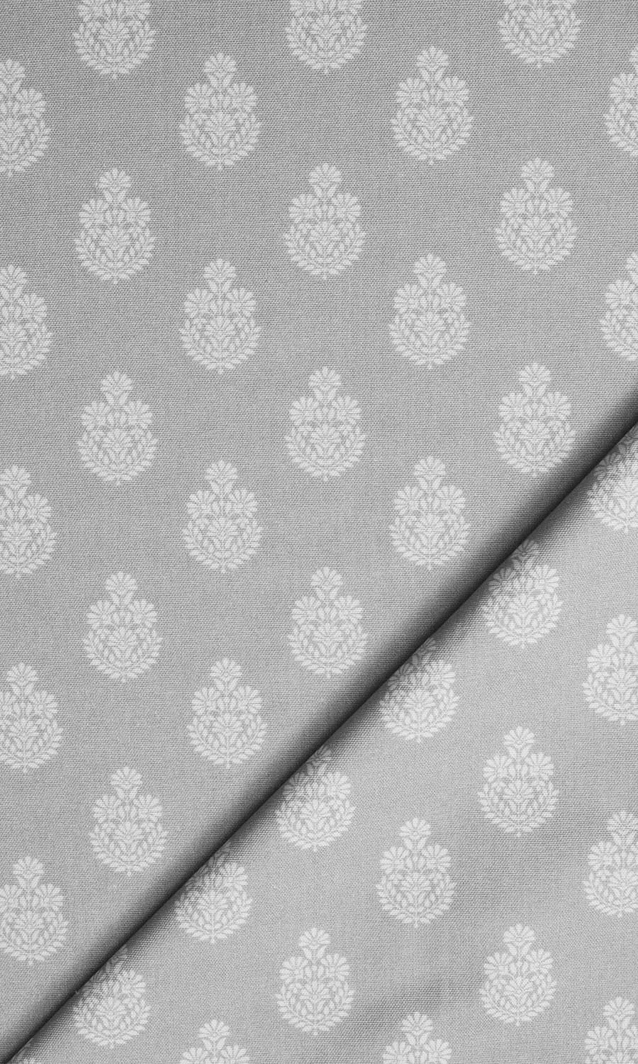 Floral Cotton Home Textile Fabric Material Sample (Silver Grey)