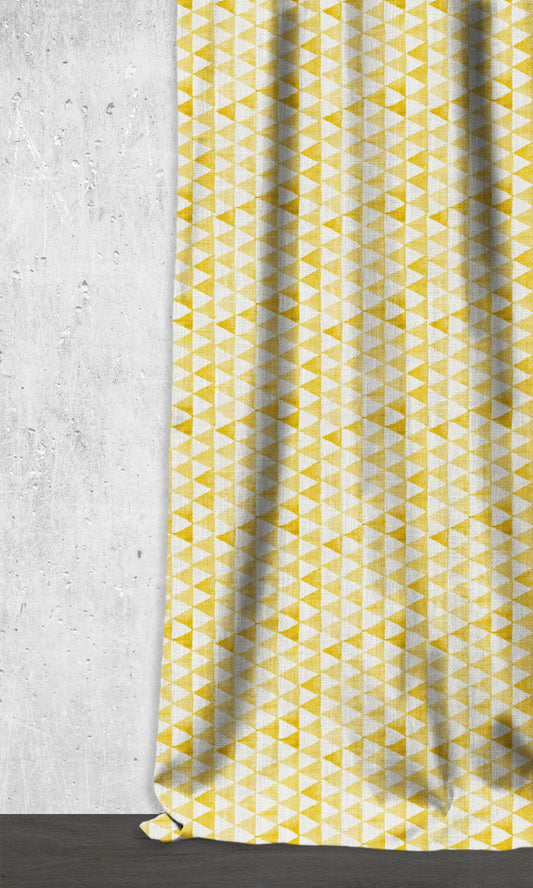 Triagonal Print Curtains (Yellow)