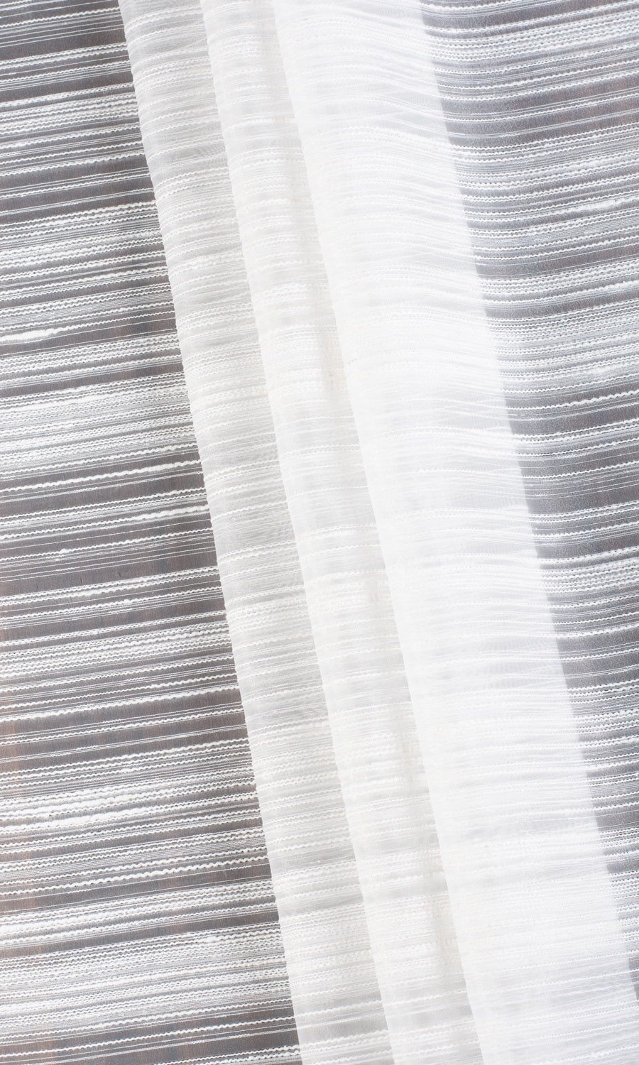 Striped Sheer Fabric Material By the Metre (White)
