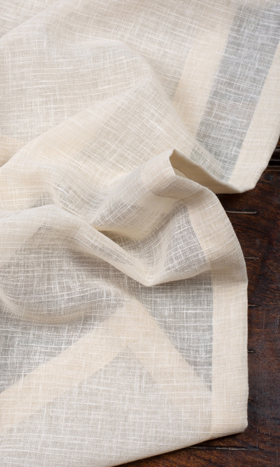 Plain Textured Sheer Free Fabric Material Sample (Pale Beige)