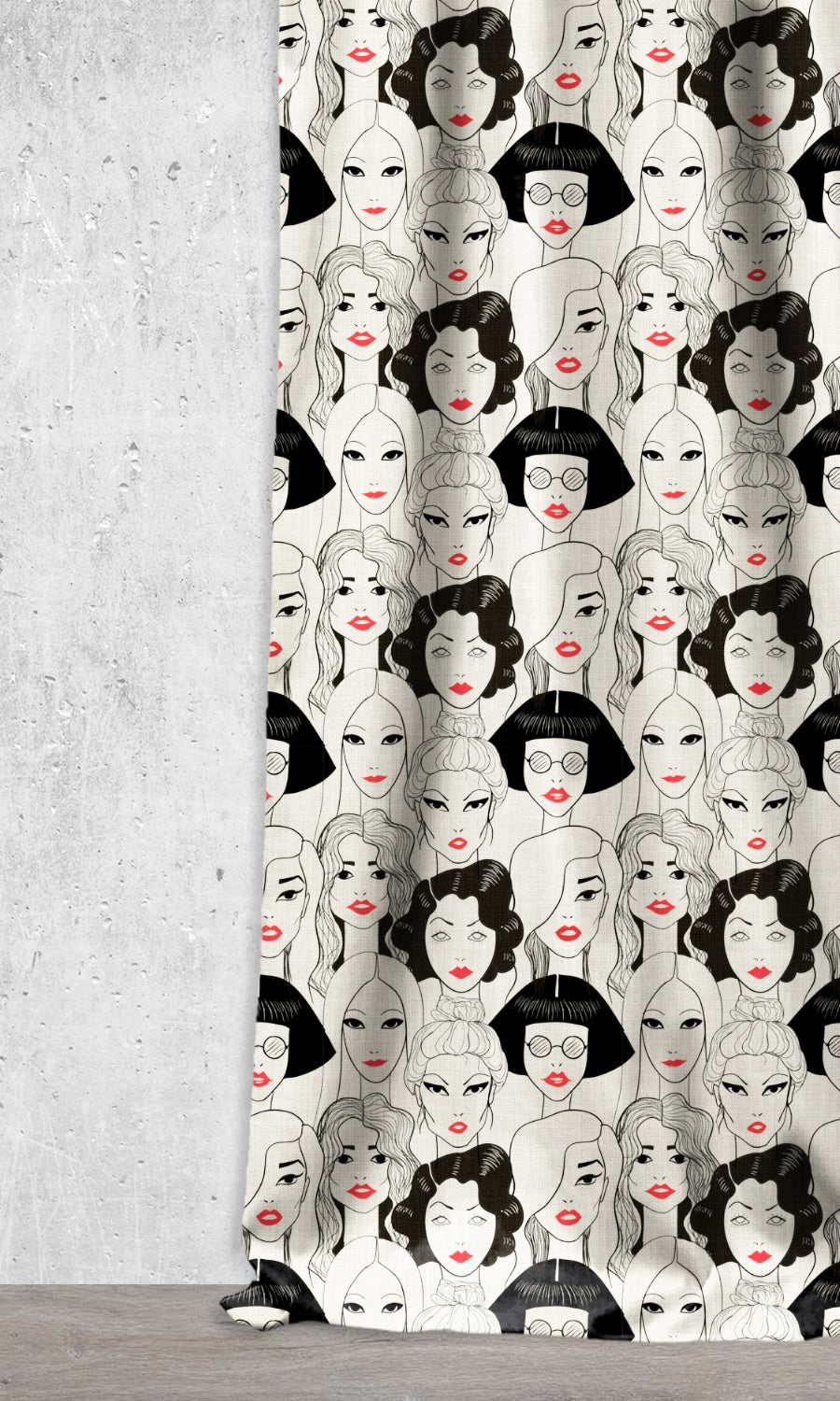 Pop Art Theme Home Décor Fabric Sample (Black/ White/ Red)