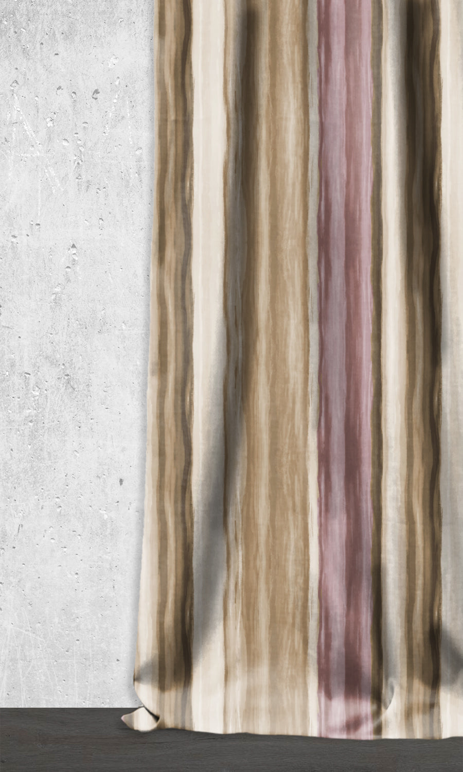 Modern Striped Window Treatments Fabric By the Metre (Pink/ Brown)
