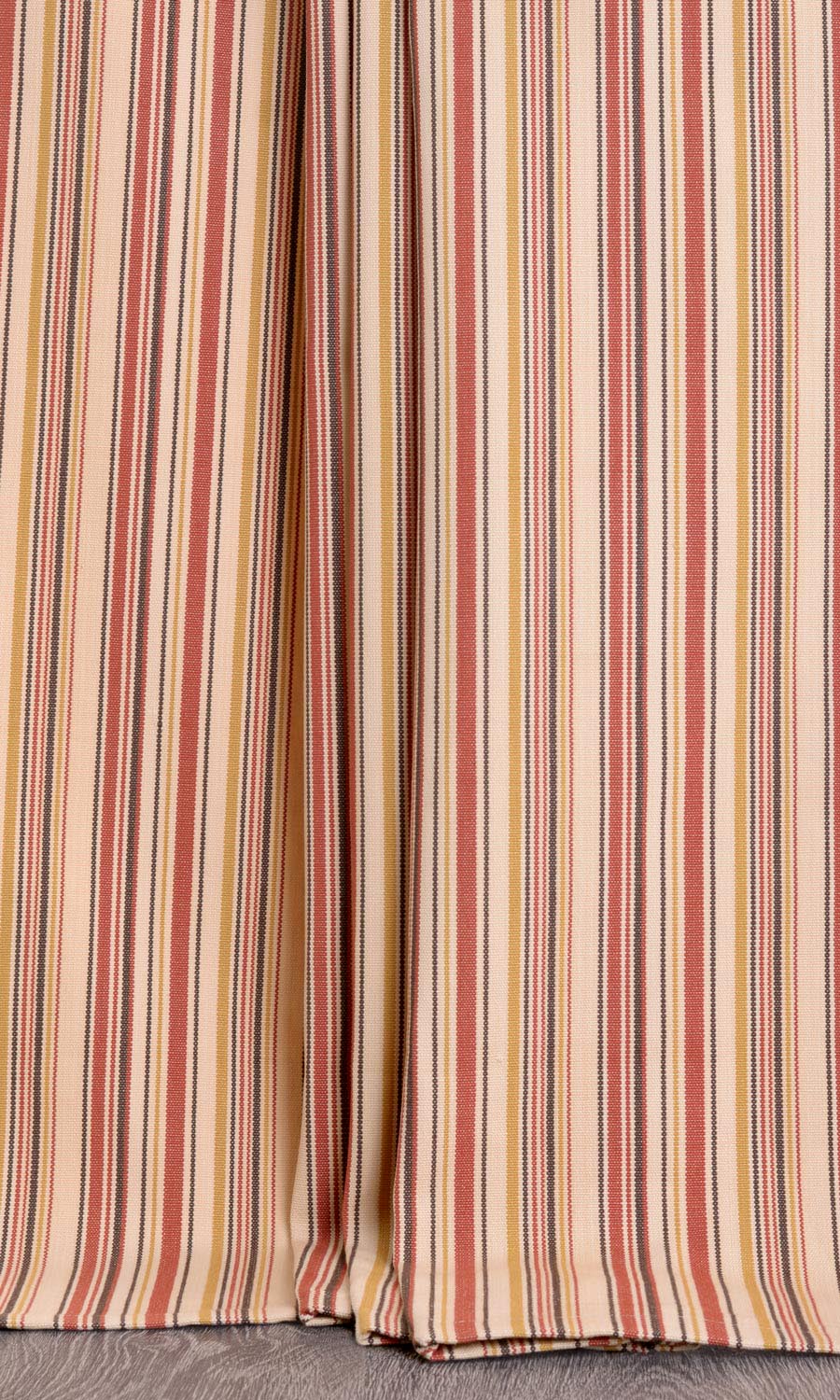 Striped Cotton Home Textile Fabric Material By the Metre (Beige/ Coral Red)