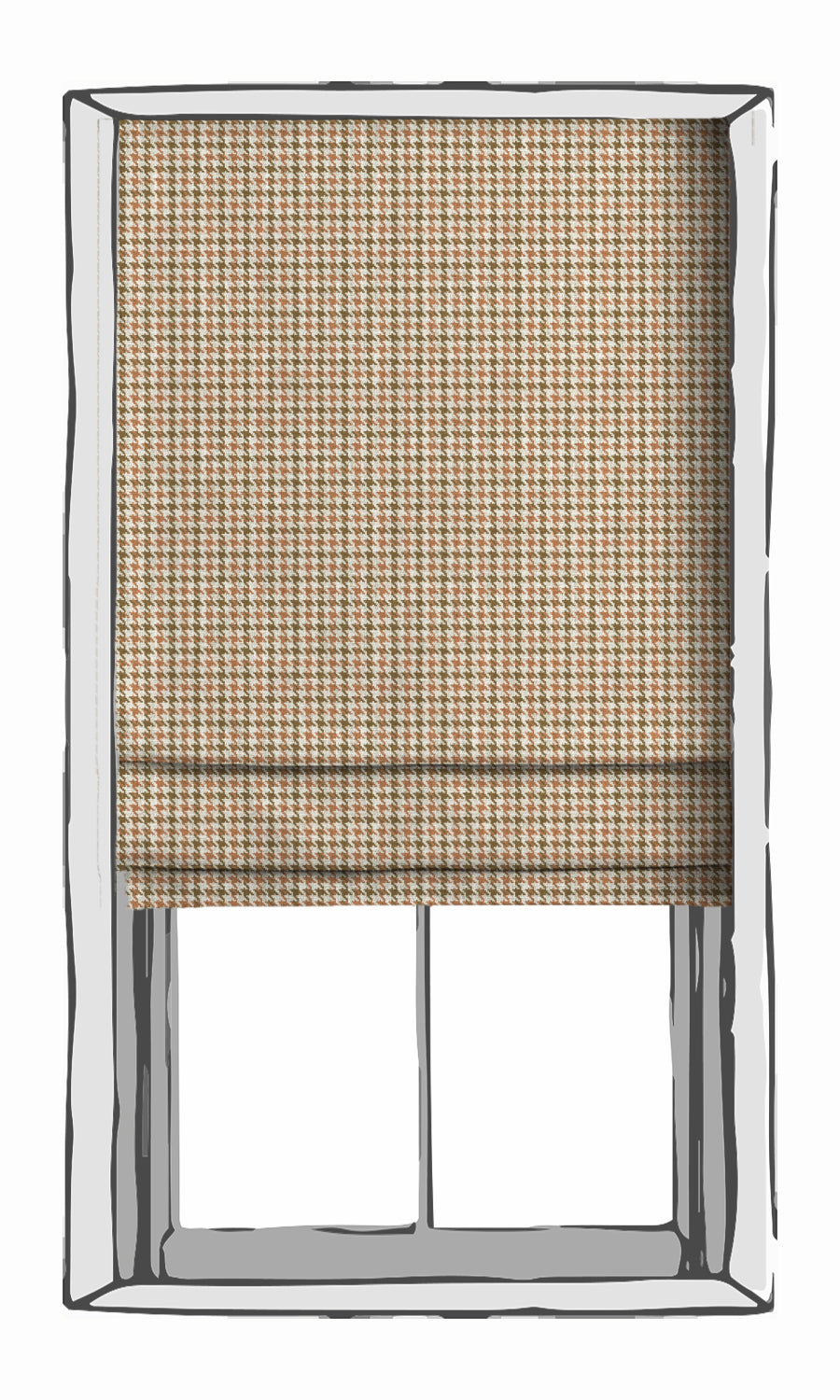 Houndstooth Window Treatments Fabric By the Metre (Orange & Green)