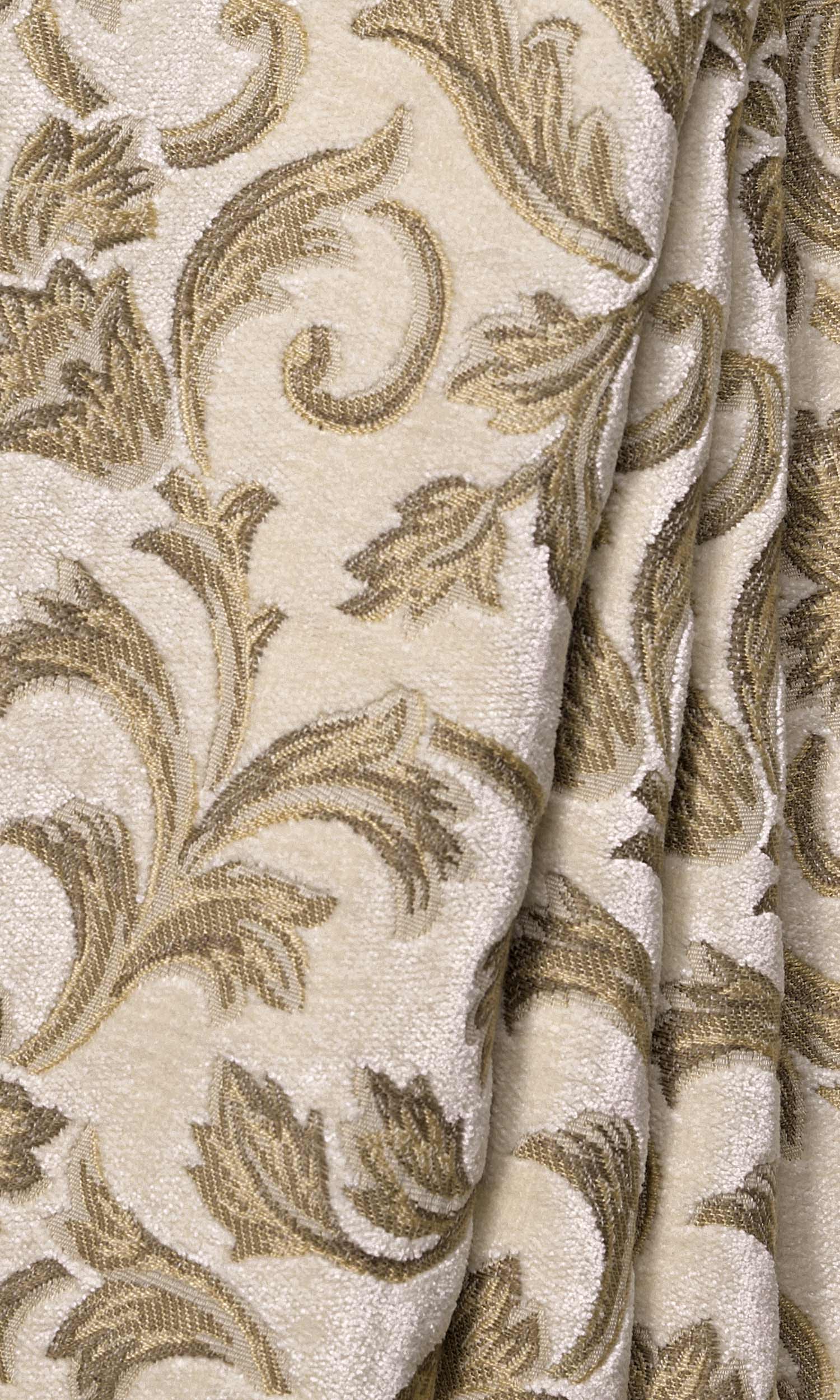 Floral Velvet Window Treatments Fabric By the Metre (Beige/ Brown)