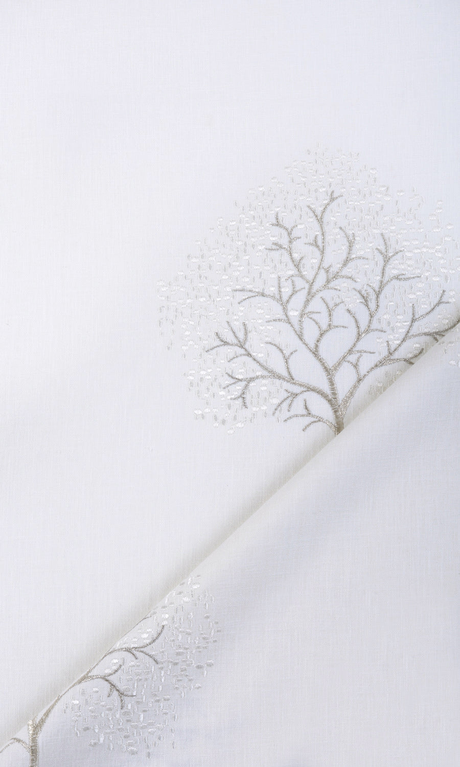 Embroidery Patterned Free Fabric Material Sample (Pure White/ Gray)