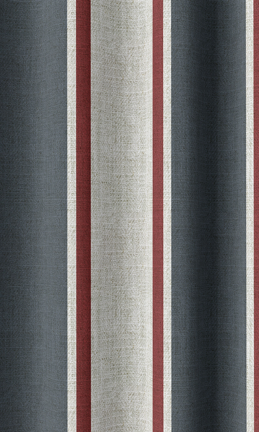 Striped Home Décor Fabric By the Metre (Slate Grey/ Red)