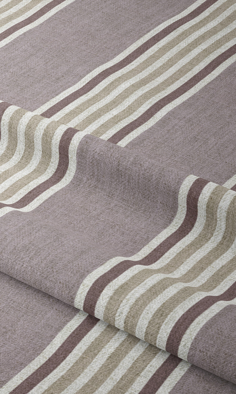 Striped Home Textile Fabric Material Sample (Mauve/ Beige/ Ivory)