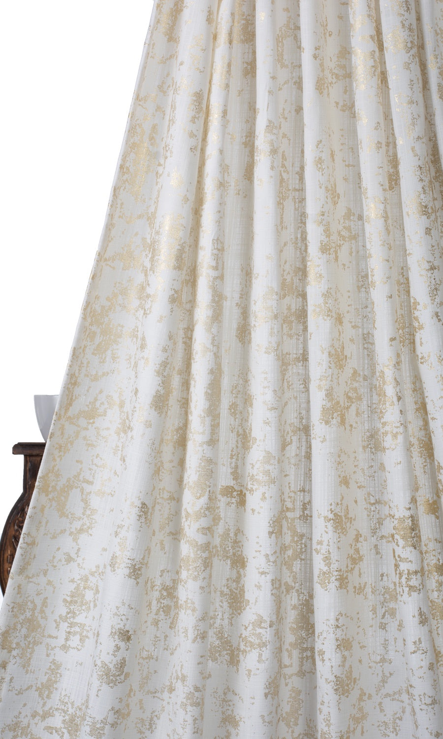 Metallic Abstract Print Home Décor Fabric By the Metre (Cream/ Golden)