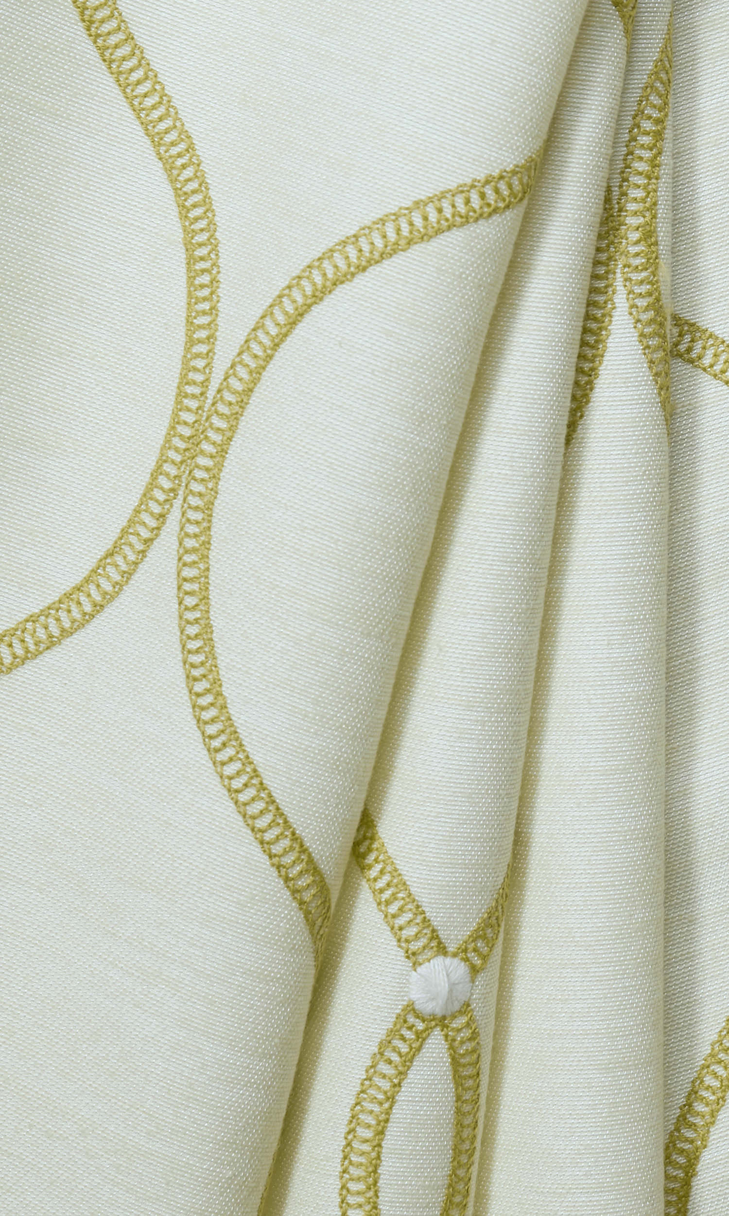 Ogee Embroidery Window Treatments Fabric By the Metre (White/ Yellow)
