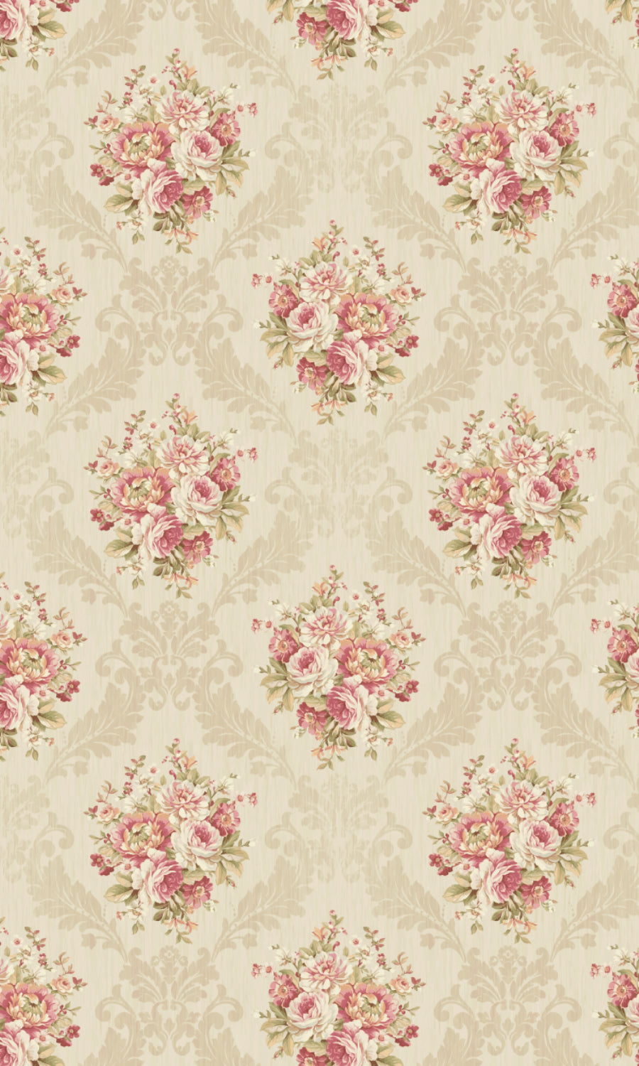 Dimout Floral Home Textile Fabric Material By the Metre (Pink/ Creamy-Beige)