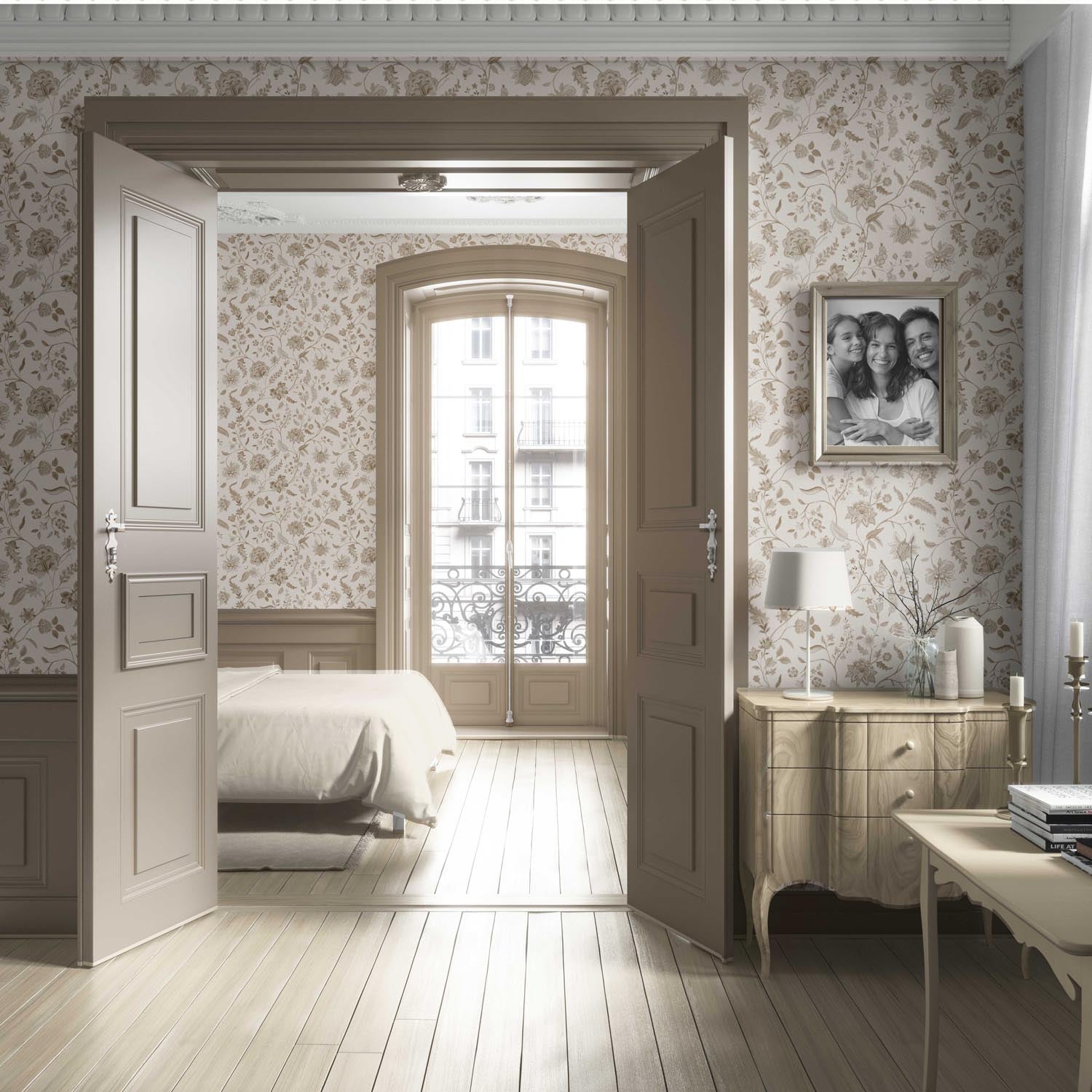 Neutral Floral/ Botanical Patterned Living Room Wallpaper Sample (Beige/ Brown/ Soft Taupe)