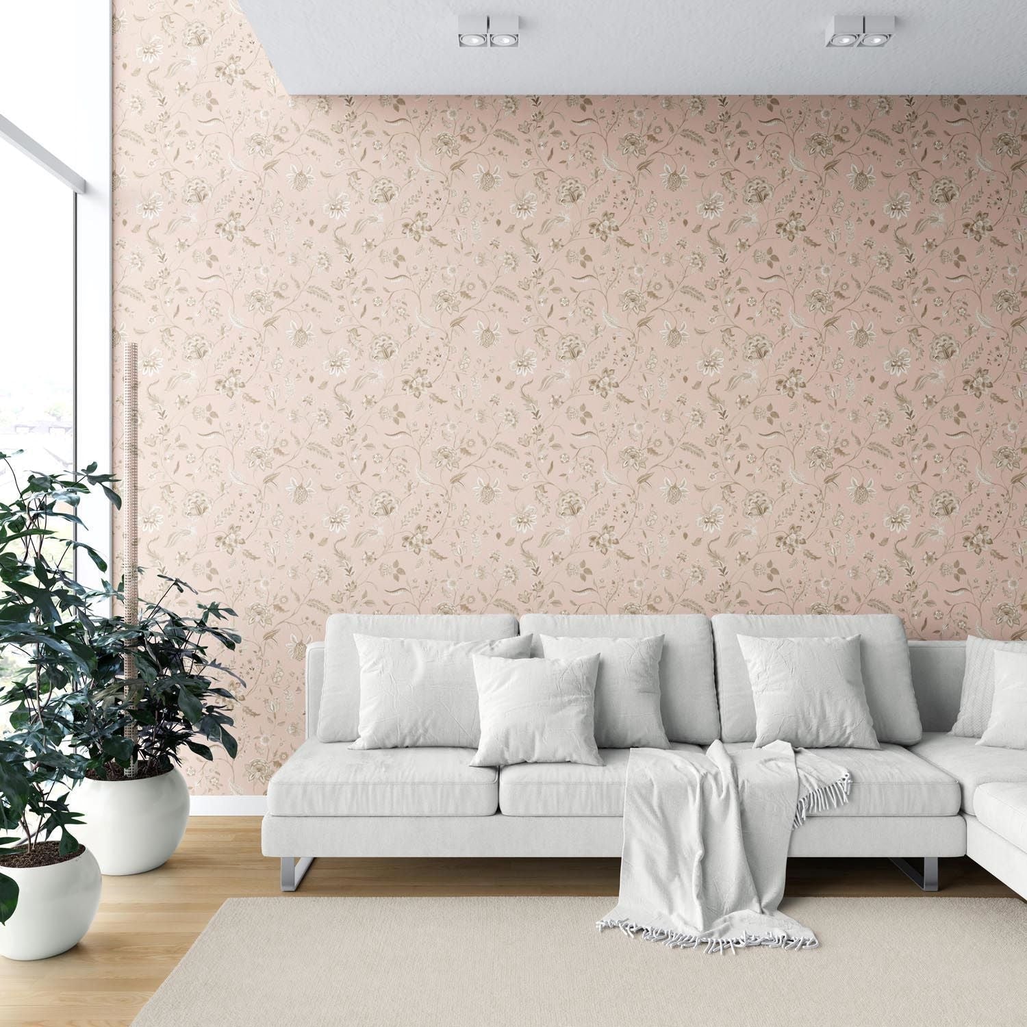 Floral Botanical Patterned Shower Toilet Wallpaper