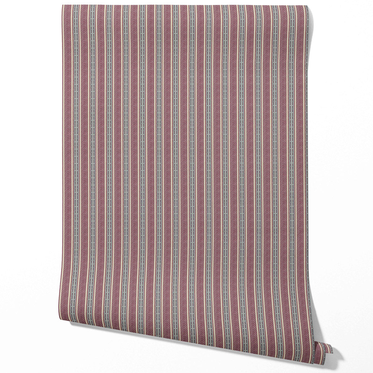 Geometric Striped Traditional Wallpaper Sample Mauve/ Pink/ Sage Gray
