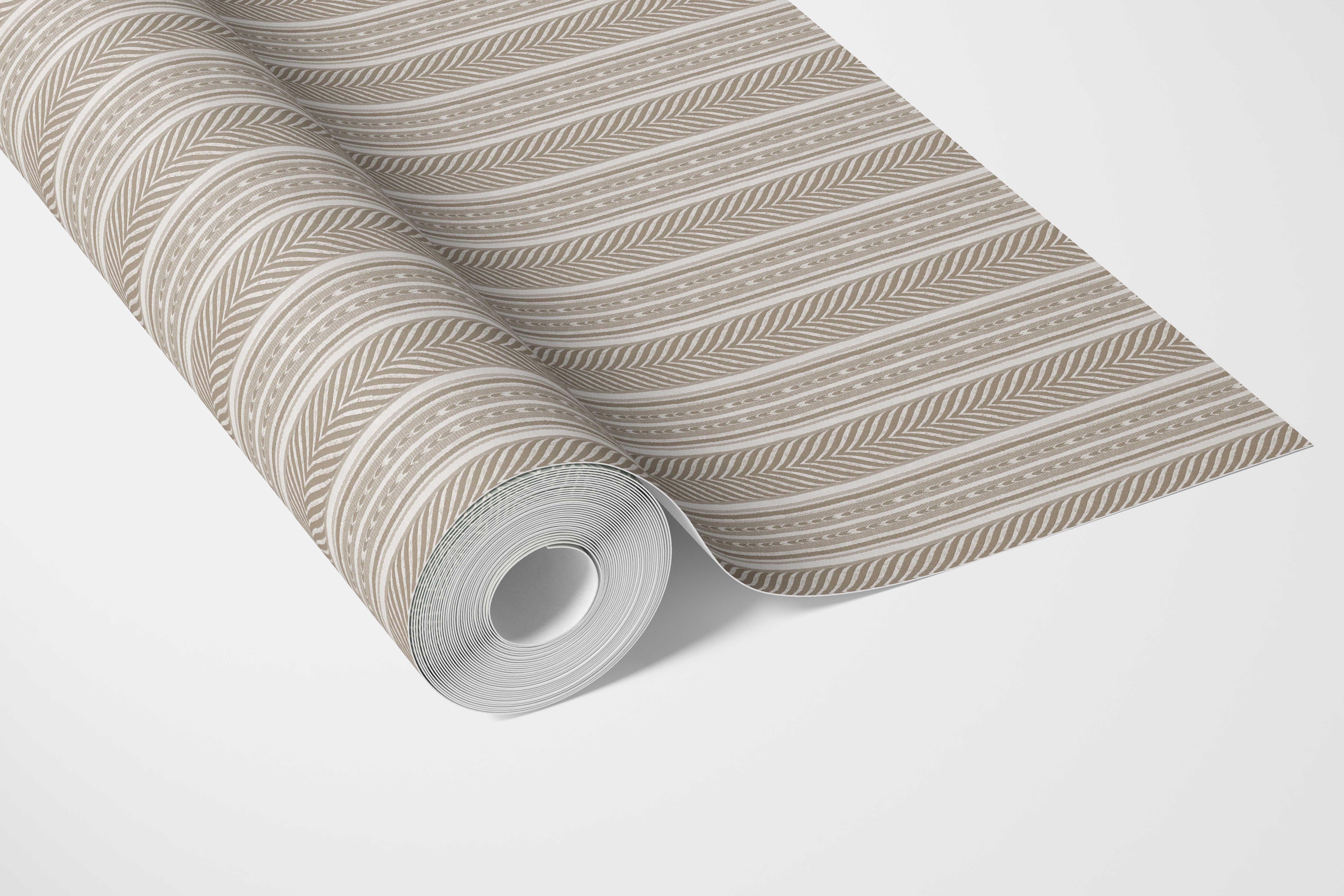 Neutral Geometric Striped Bathroom Wallpaper Sample (Beige/ Brown/ Taupe)