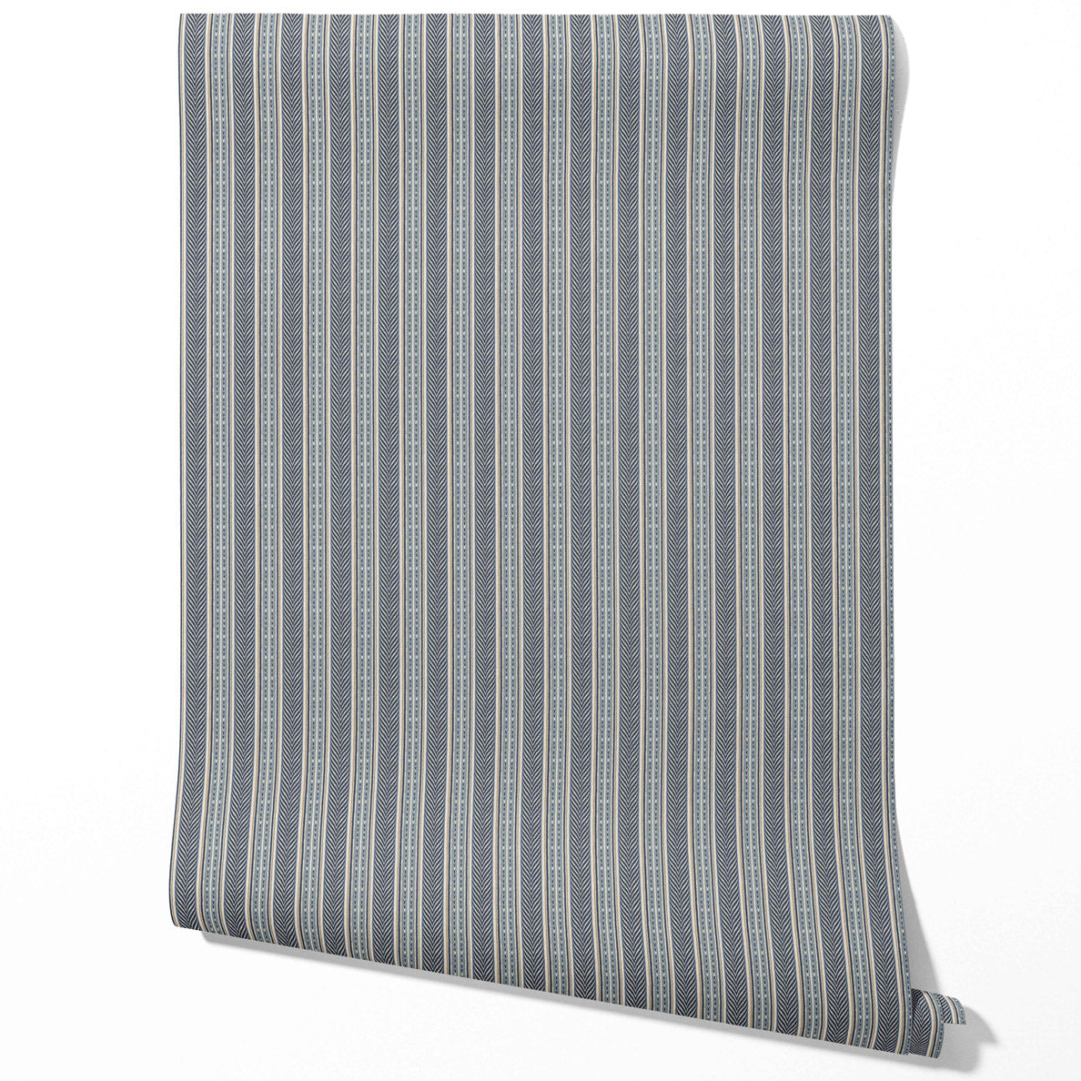 Geometric Striped Traditional Wallpaper Sample (Navy Blue/ Steel Gray)