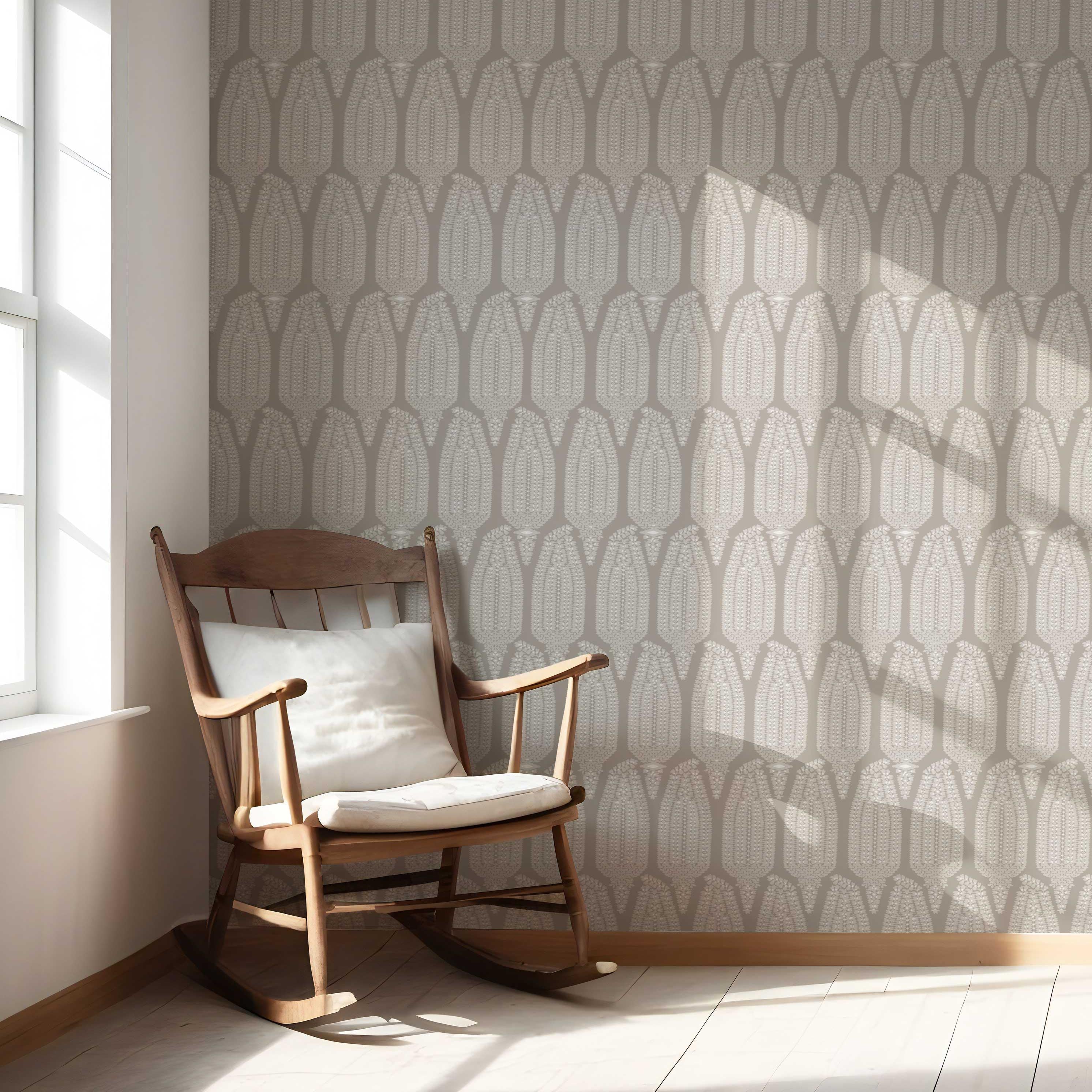 Neutral Paisley Floral Nursery Wallpaper (Taupe Gray/ Greige)