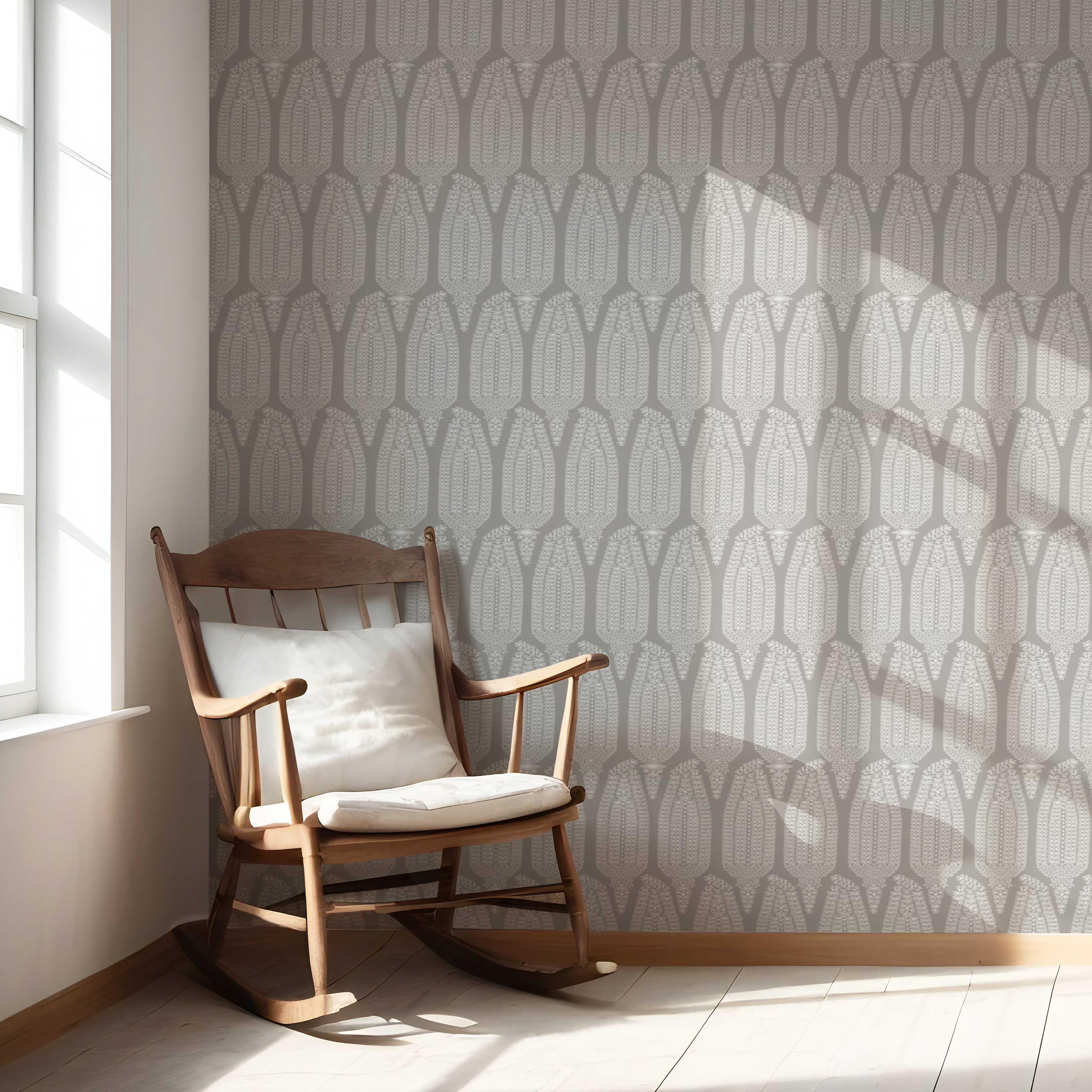 Neutral Paisley Floral Nursery Wallpaper (Gray/ White)