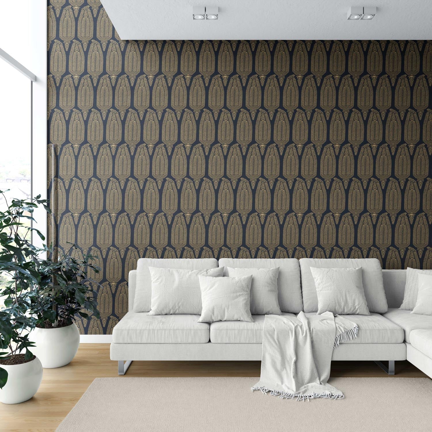 Paisley Floral Shower Toilet Wallpaper Sample (Charcoal Black/ Brown Beige)