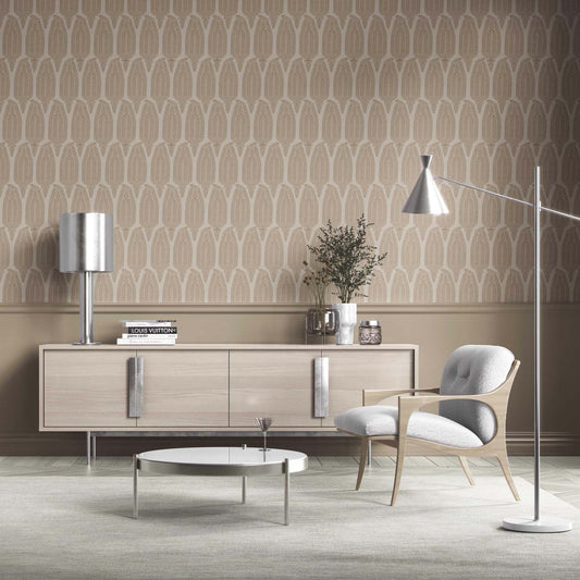 Neutral Paisley Floral Traditional Wallpaper (Beige/ Warm Gray/ Taupe)