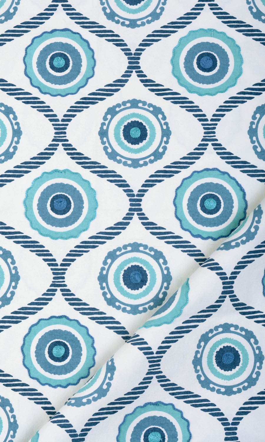 Printed Window Treatments Fabric By the Metre (Blue/ White)