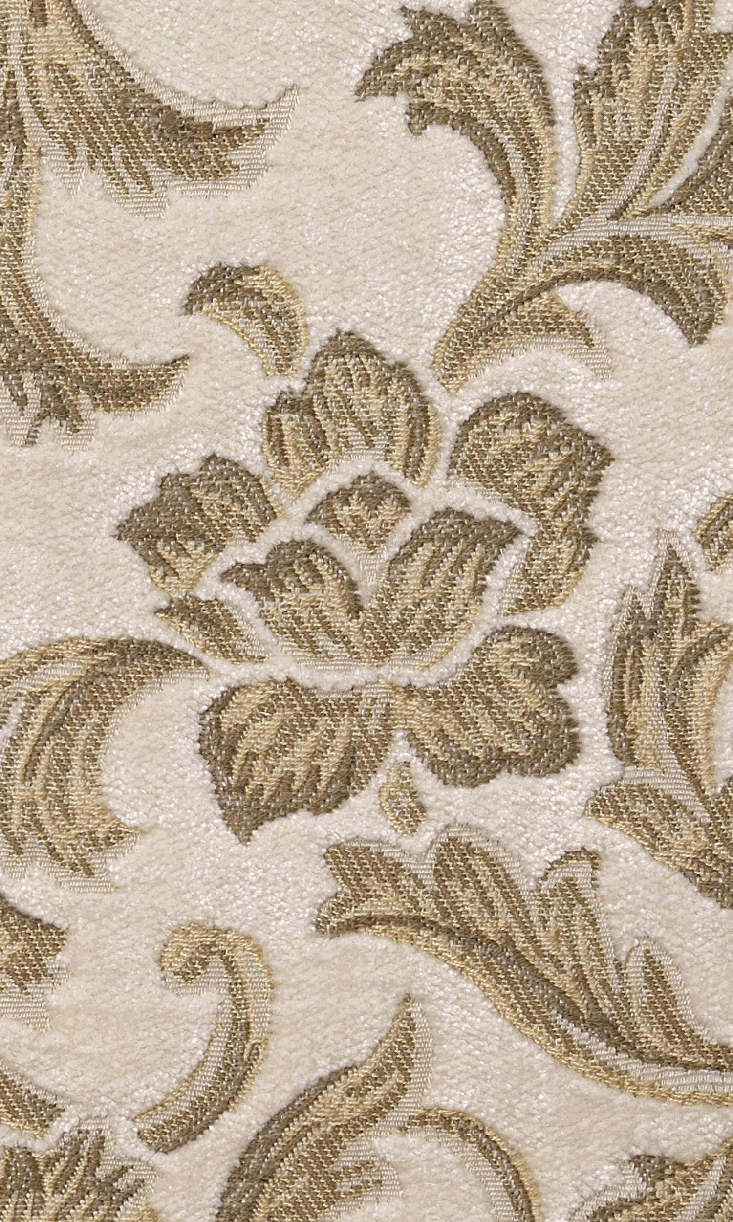 Floral Velvet Home Textile Fabric Material By the Metre (Beige/ Brown)