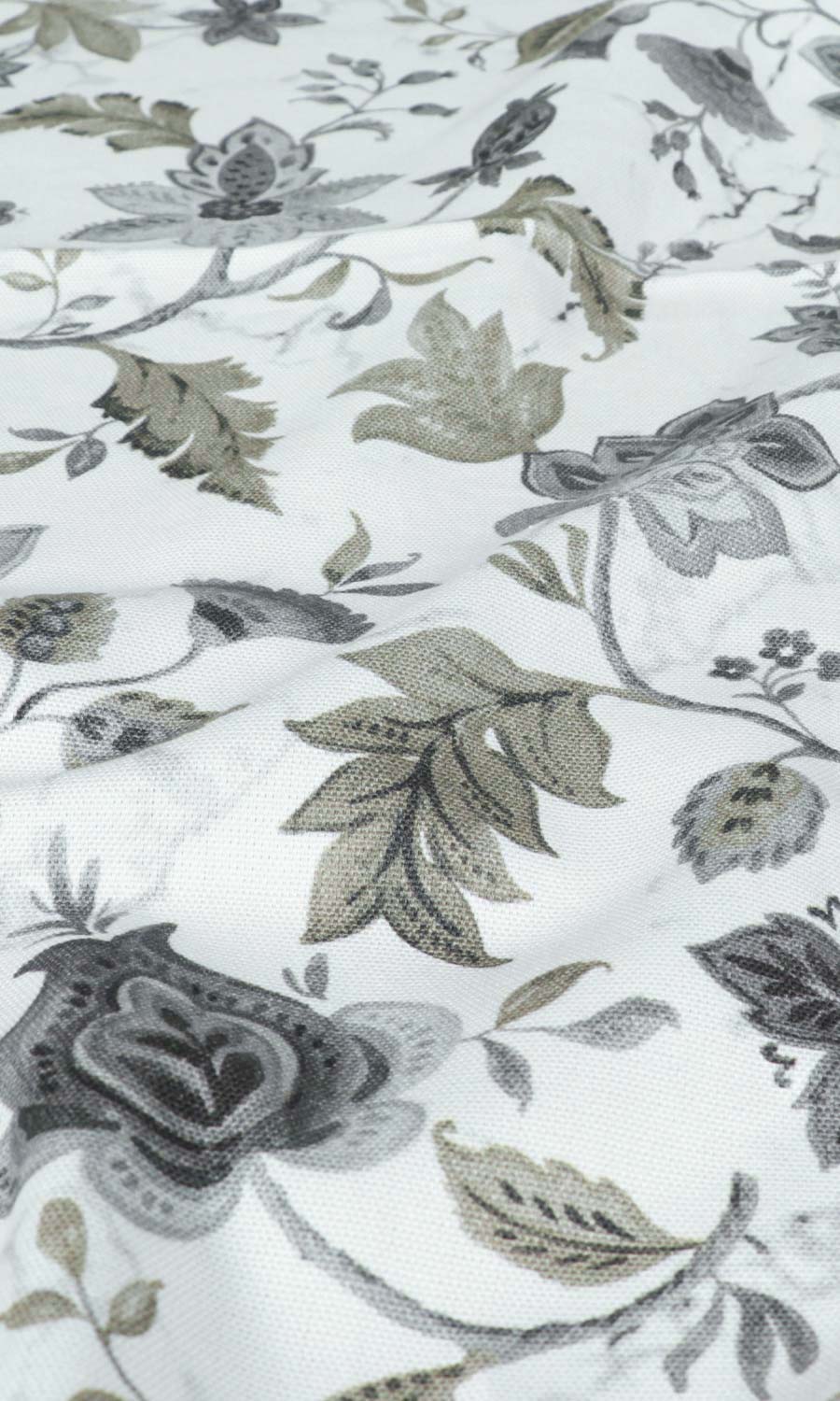 Floral Cotton Home Textile Fabric Material Sample (White/ Grey/ Beige)