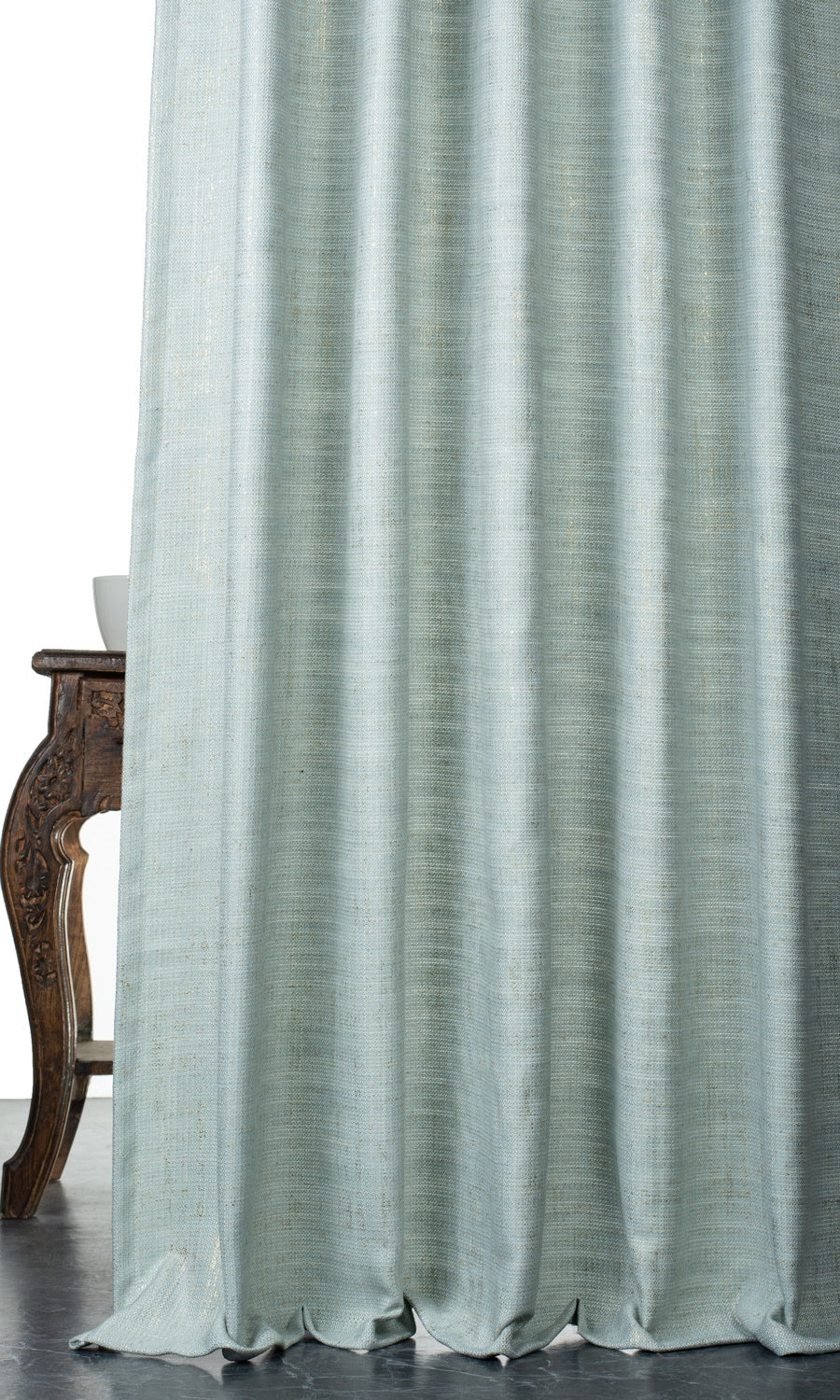 Metallic Print Poly-Linen Window Treatments Fabric Sample (Powder Blue)