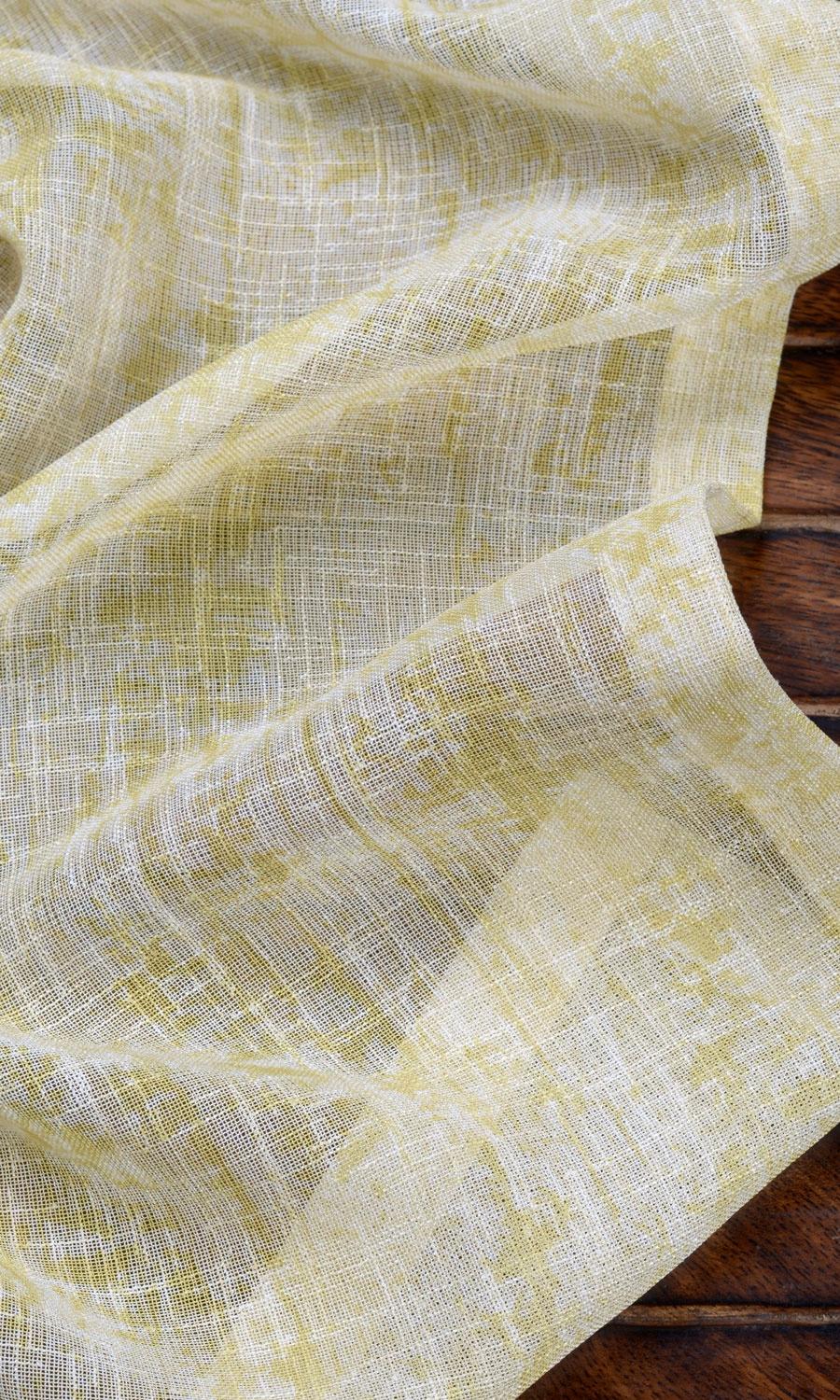 Textured Sheer Home Textile Fabric Material By the Metre (Yellow-Green)
